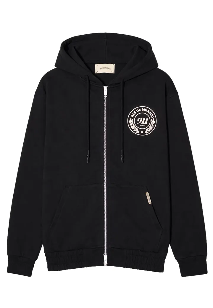 Pas De Monaco Sudadera con cremallera 'Vortex' negro / blanco