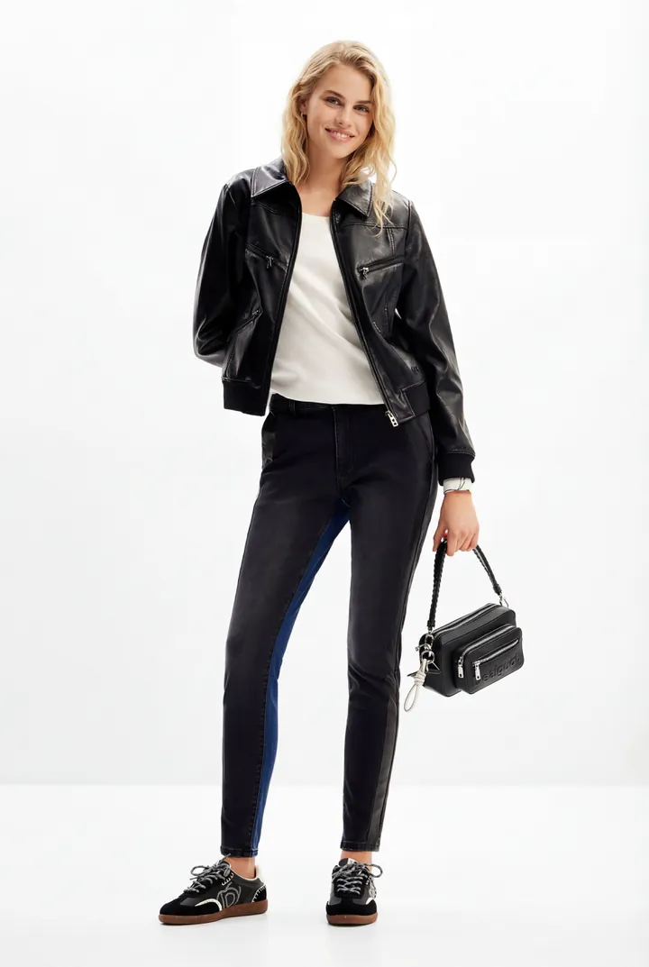 Desigual, Vaqueros Slim contraste, Negro, 34