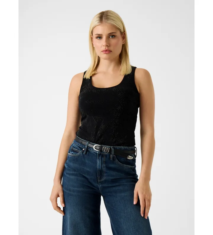 Guess para mujer. W6GP10K2932 Camiseta Logo negro (XS), Casual, Algodón, Sin mangas / Tirantes