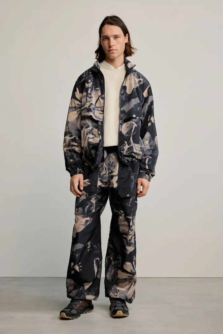 Desigual, Pantalón largo estampado, Hombre, Poliamida, Negro, L