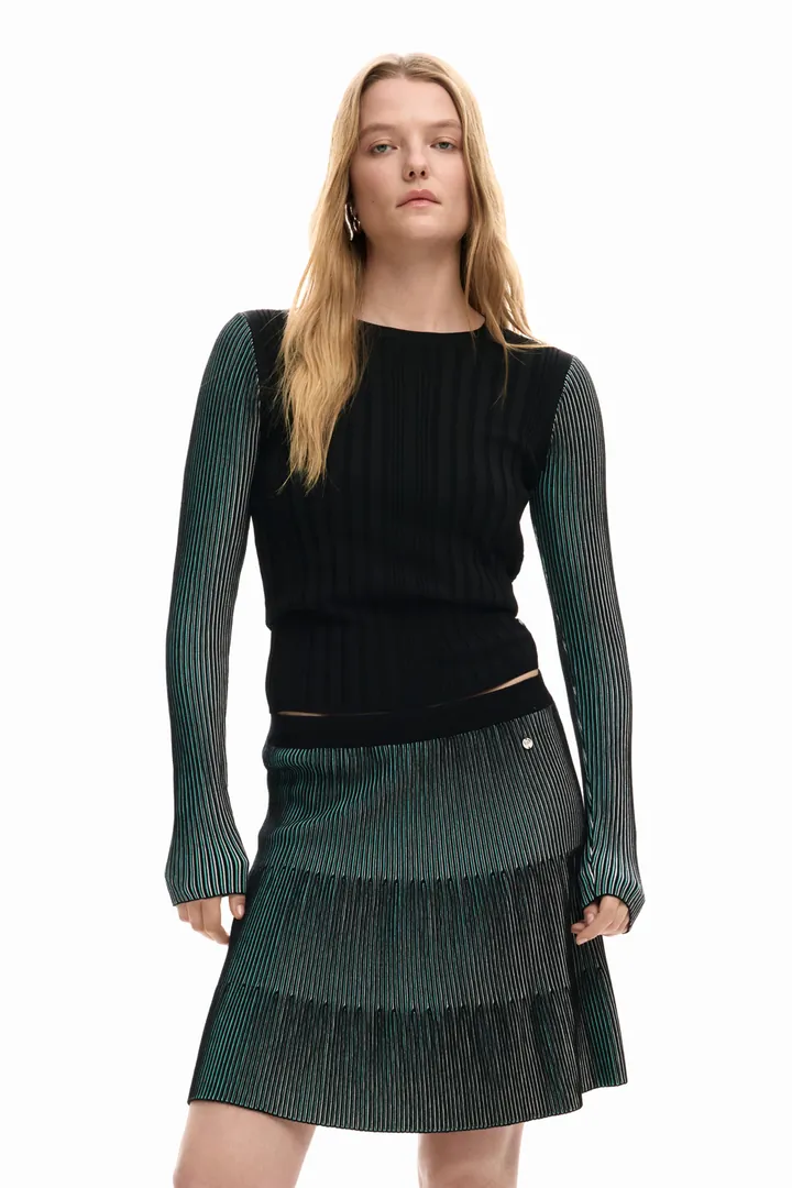 Desigual, Jersey fino tableado, Mujer, Azul, L