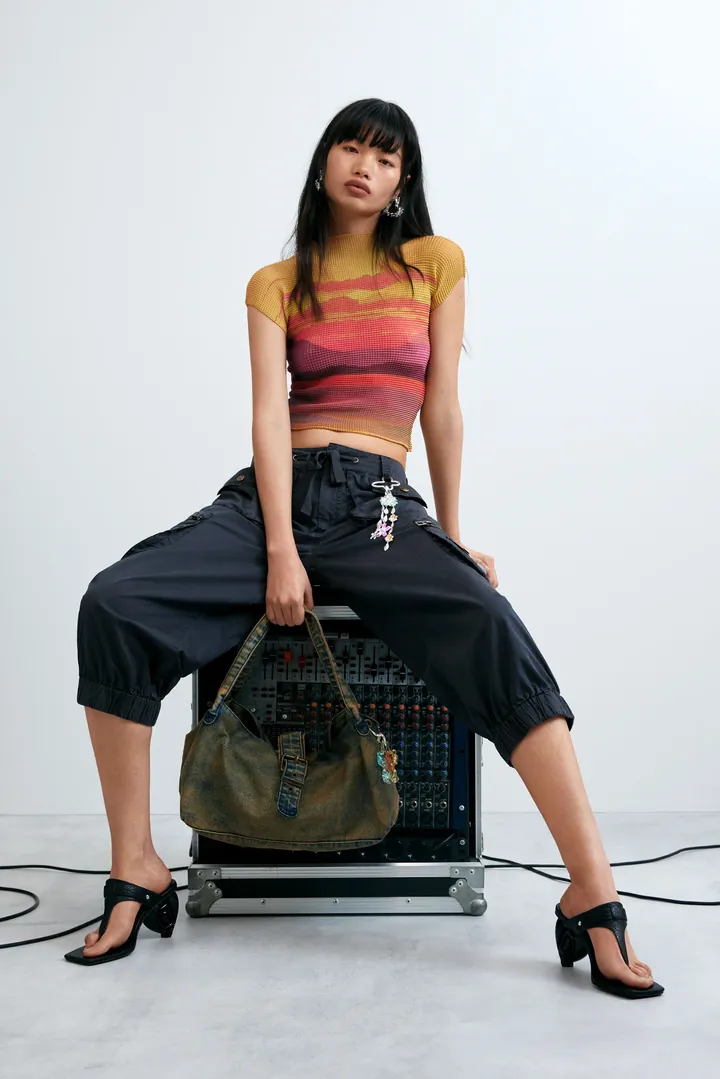 Desigual, Blusa Manga Corta estampada, Mujer, Poliester, L