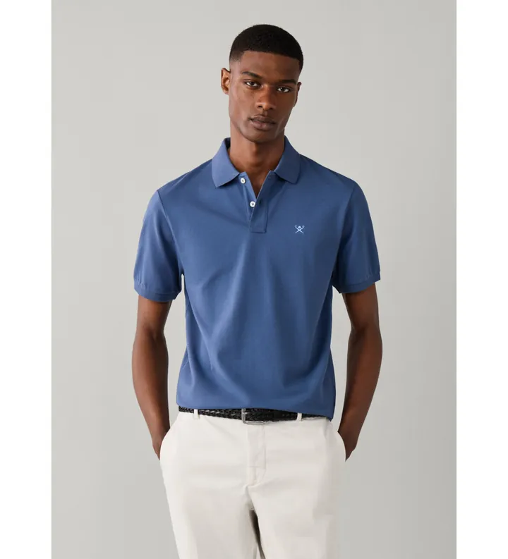 Hackett London para hombre. HM5600234 Polo Slim Fit Logo azul (L), Casual, Algodón, Manga corta