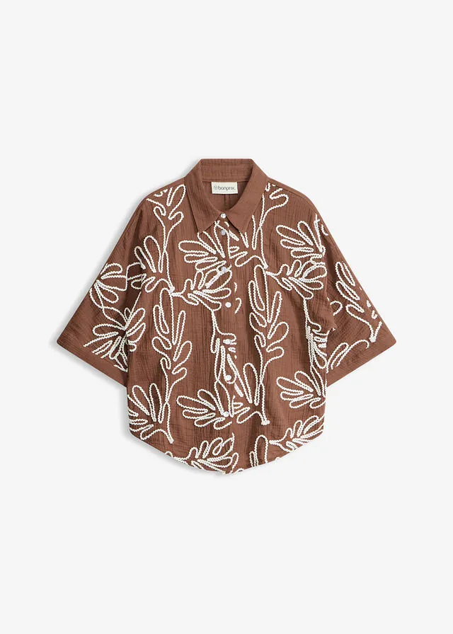 Blusa de algodón puro con bordado