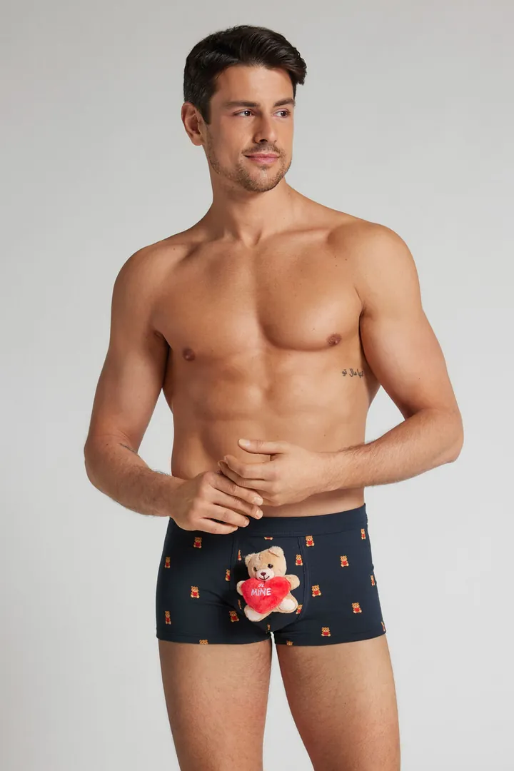 Intimissimi Bóxer Algodón Superior Peluche Be Mine Hombre Azul Tamaño 38