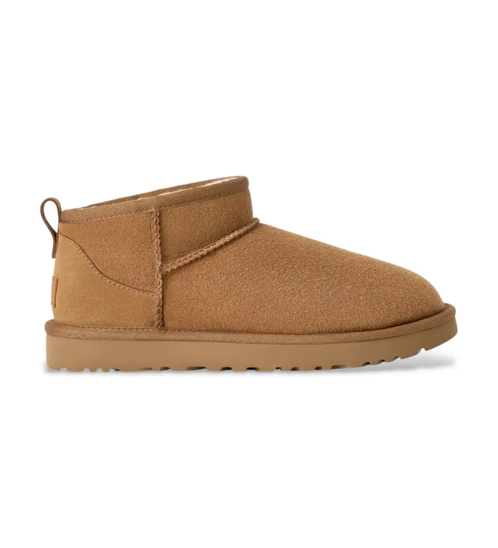 UGG para mujer. 1116109 Botines de piel Classic Ultra Mini marrón (36), Plano, Casual