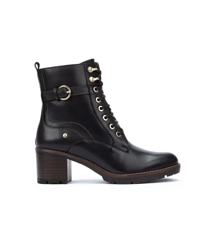 Pikolinos para mujer. W7H-8510 Botines de Piel Llanes negro -Altura tacón 6cm- (35), 5 a 8cm, Cremallera, Casual