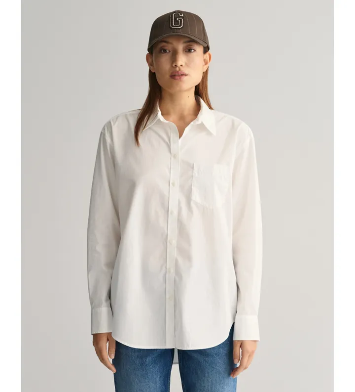 Gant para mujer. 4300212 Camisa Relaxed Fit de popelina blanco (32), Casual, Algodón, Manga larga