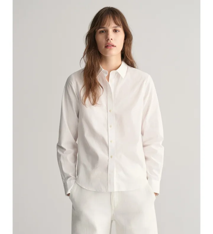 Gant para mujer. 4300348 Camisa Regular Fit de popelina blanco (34), Casual, Algodón, Manga larga