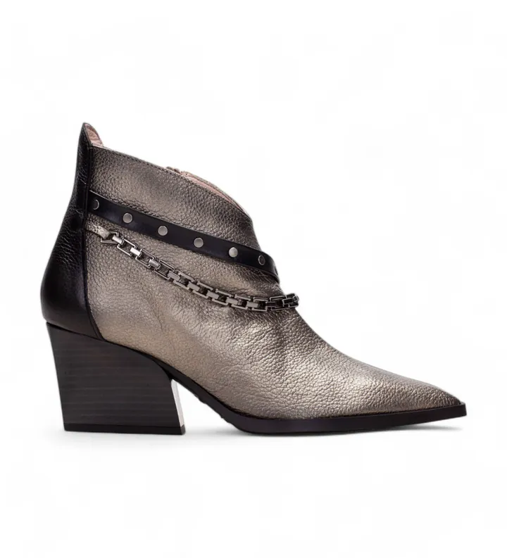 Hispanitas para mujer. HI243597 Botines de Piel Sidney plateado (41), Plata, 5 a 8cm, Cremallera, Casual