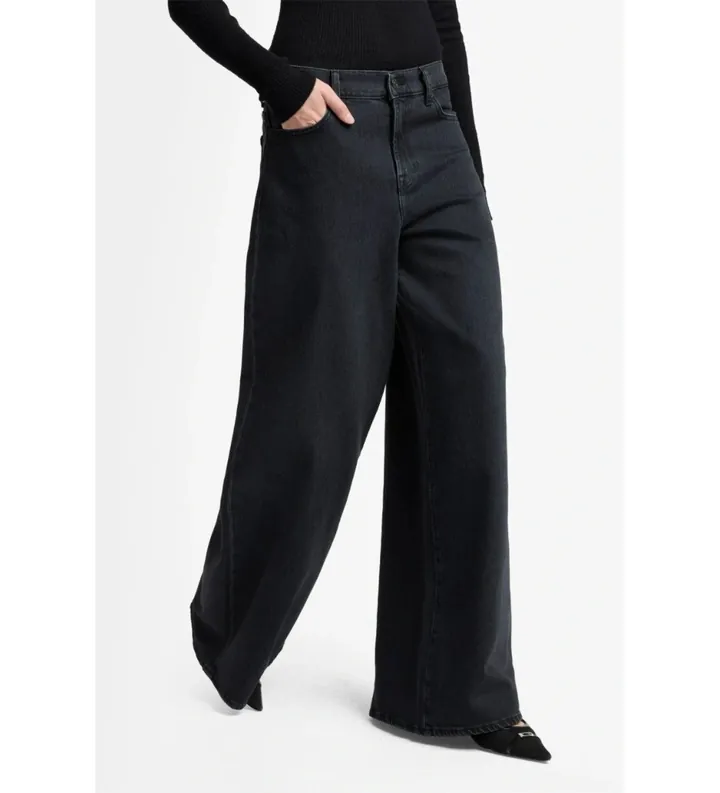 7 For All Mankind para mujer. 7UL60C311O3 Jeans MARIE WIDE LEG negro (25), Casual, Algodón