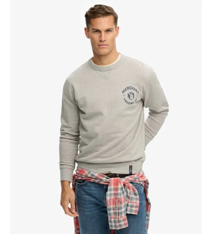 Superdry para hombre. M2014305A Sudadera Merchant Graphic gris (L), Casual, Algodón
