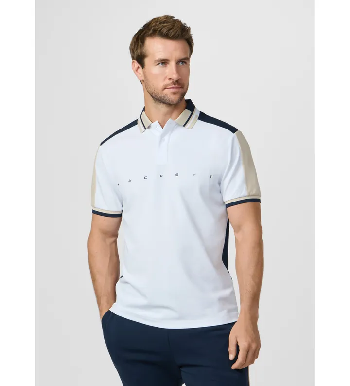 Hackett London para hombre. HM5600118 Polo Multi Fit Clásico blanco (S), Casual, Deportivo, Algodón, Manga corta