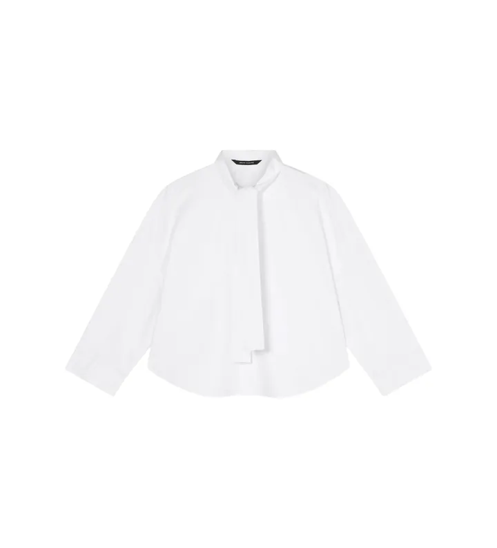 A|X Armani Exchange para mujer. XW001757AF12812U0002 Blusa Lazo blanco (M), Casual, Algodón, Clásico, Manga larga