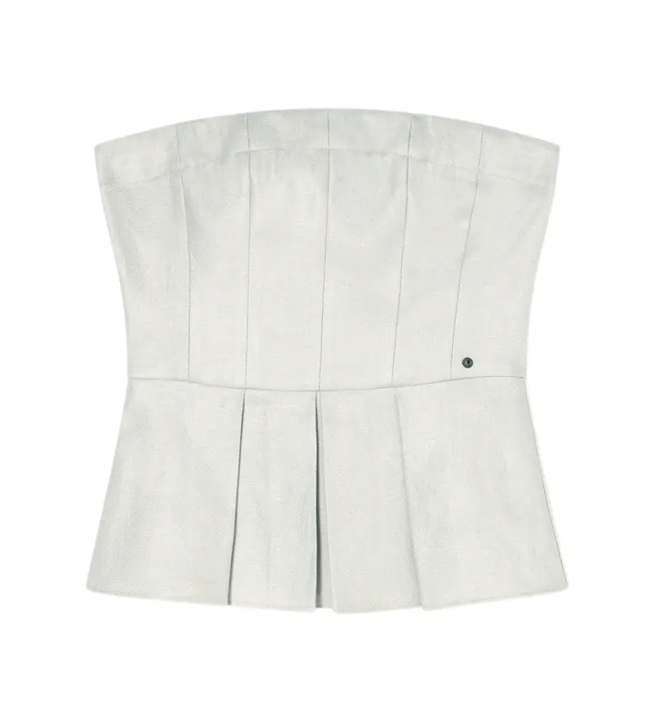 A|X Armani Exchange para mujer. XW001984AF21530U6275 Top acampanado con pliegues en sarga de lino beige (L), Casual, Sin mangas / Tirantes