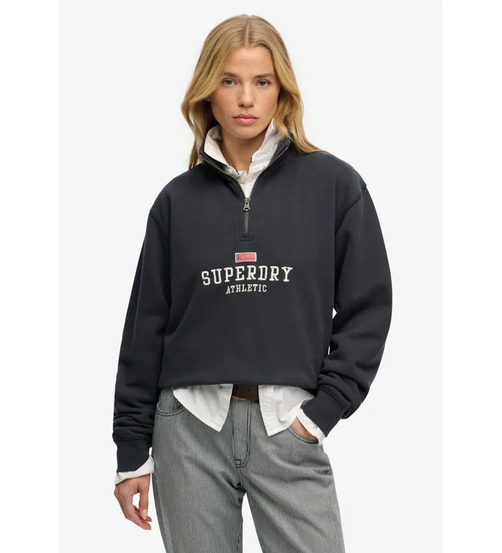 Superdry para mujer. W2012618A Sudadera Athletic Essential marino (L), Casual, Algodón