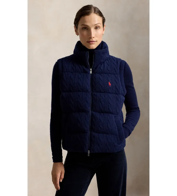 Polo Ralph Lauren para mujer. 211B29132002 Chaleco de lana y cachemira marino (L), Casual