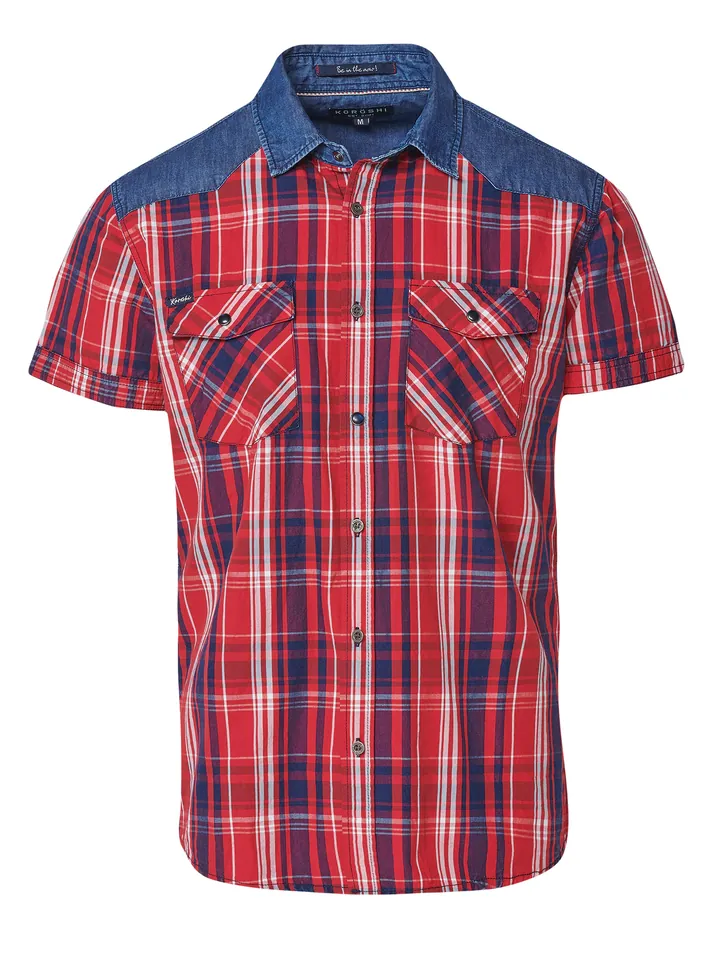 KOROSHI Camisa azul denim / rojo / blanco
