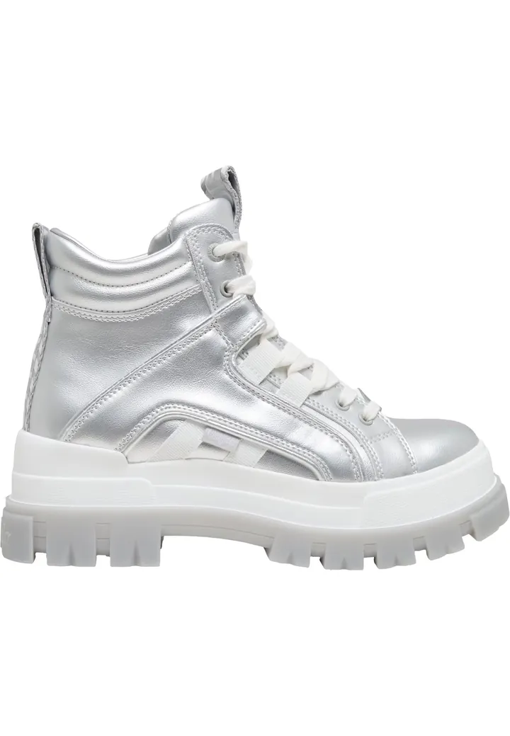 BUFFALO Botines con cordones 'Aspha' plata / blanco
