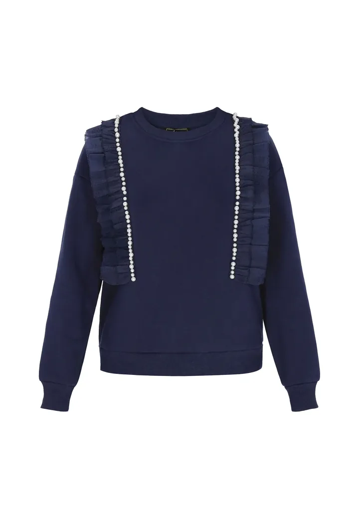 faina Sudadera navy / blanco perla