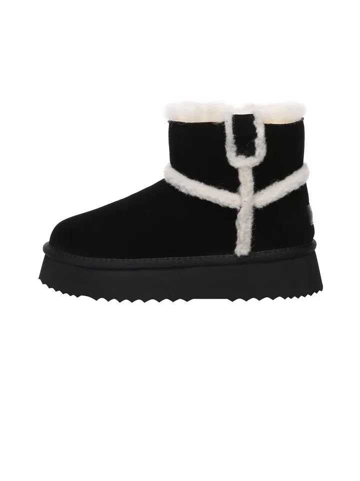 Everau Botas 'Barren' negro / blanco lana