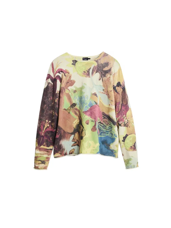 Desigual Jersey  marrón / verde claro / pitaya / blanco lana