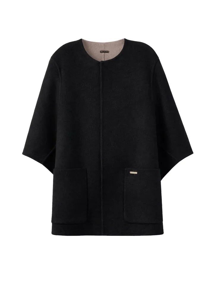 GOBI Cashmere Jersey 'Patch Pocket Cashmere Poncho Jacket' navy