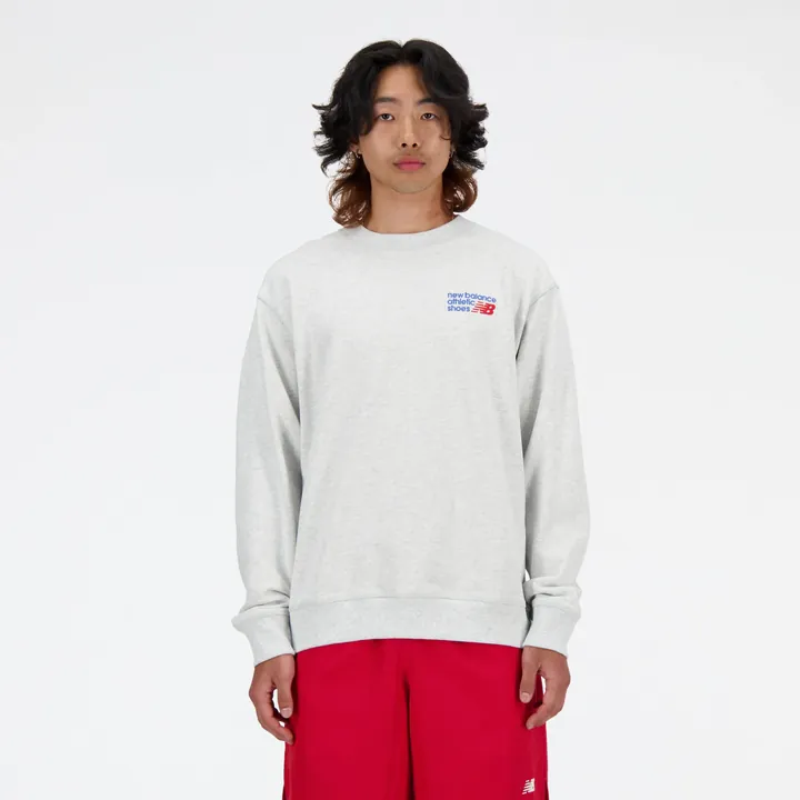new balance Sudadera 'Athletics Premium' azul / gris claro / rojo