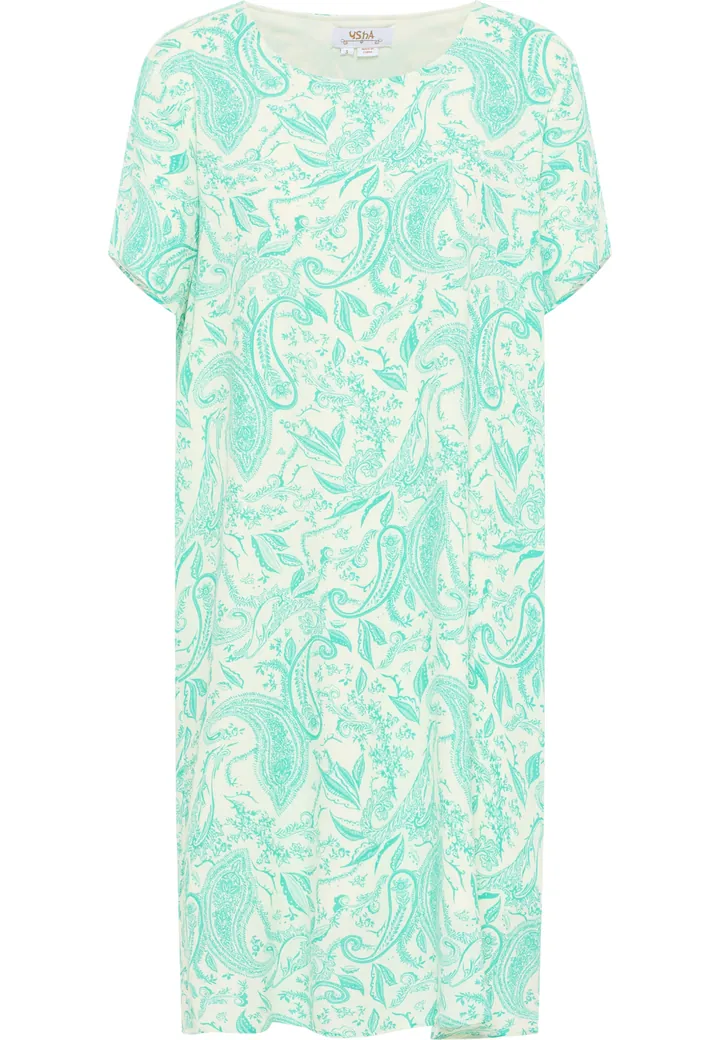 usha FESTIVAL Vestido de verano turquesa / blanco lana
