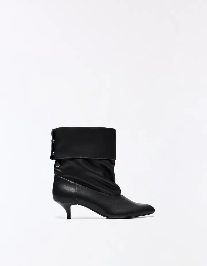 Bershka Botín Tacón Piel Mujer 35 Negro