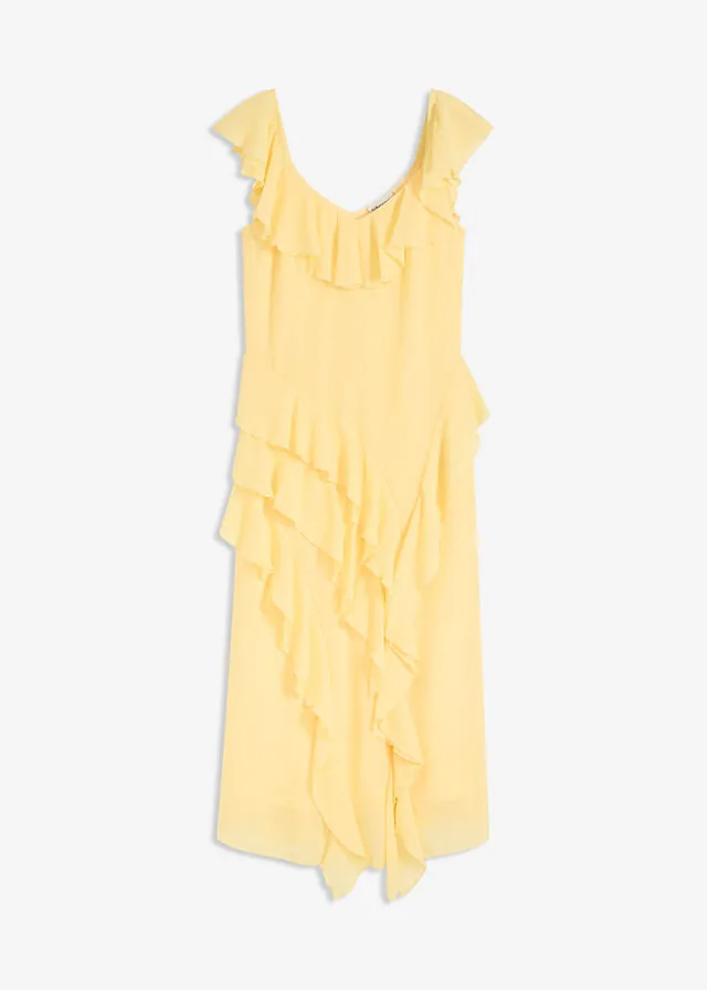 Vestido de gasa con tirantes y volantes