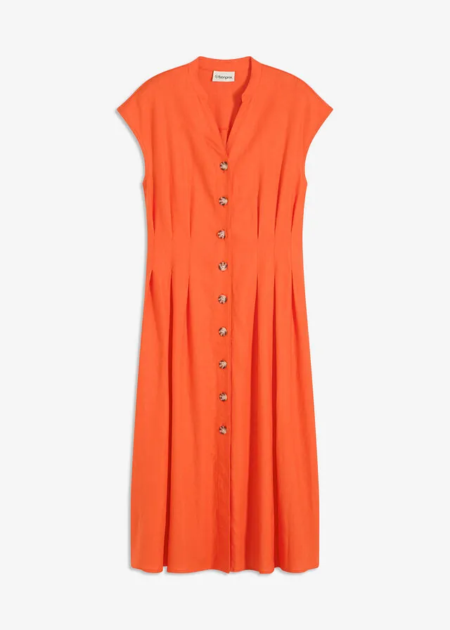 Vestido midi de mezcla de lino ligero