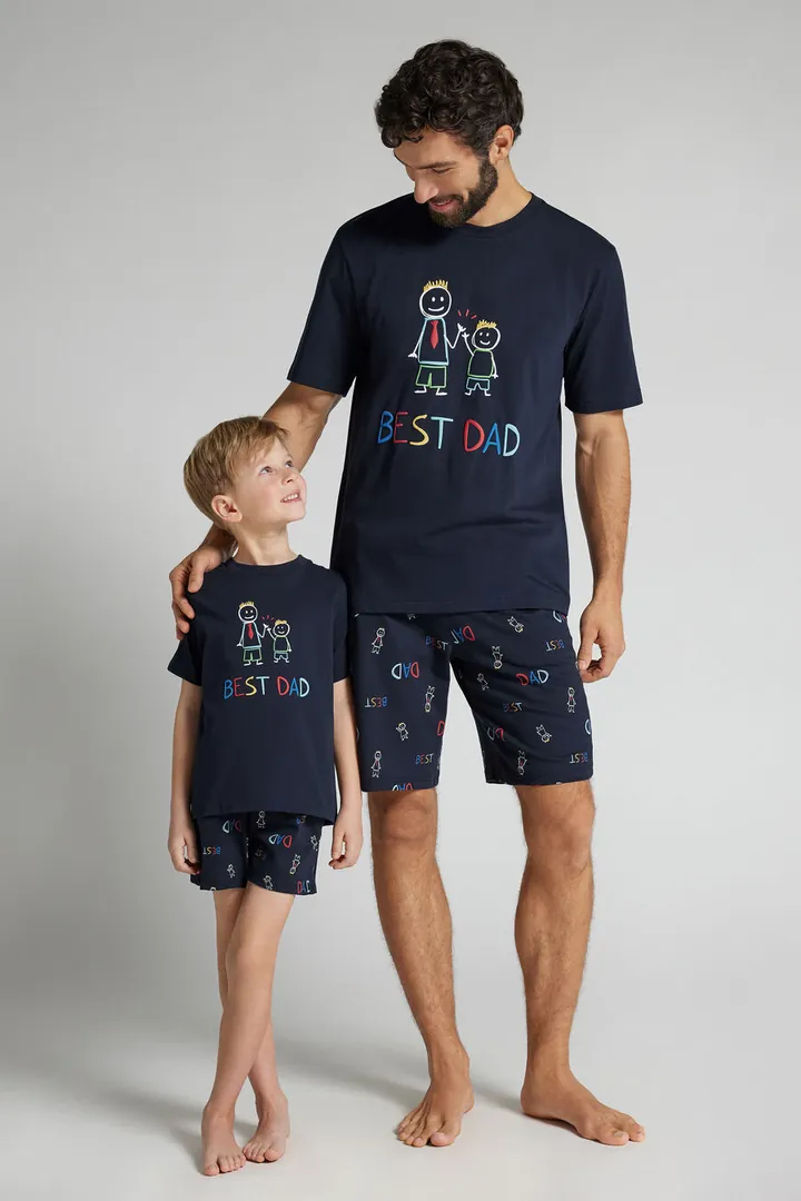 Intimissimi Pijama Corto de Algodón Best Dad Hombre Azul Tamaño L