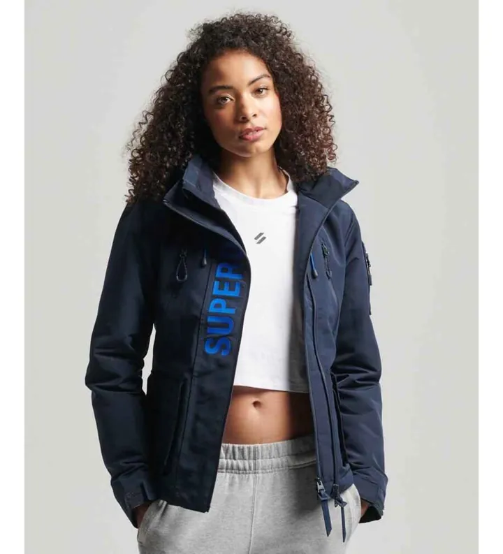 Superdry para mujer. W5011153A Chaqueta Cortavientos Ultimate SD-Windcheater azul (M), Casual, Poliéster, Manga larga, Marino