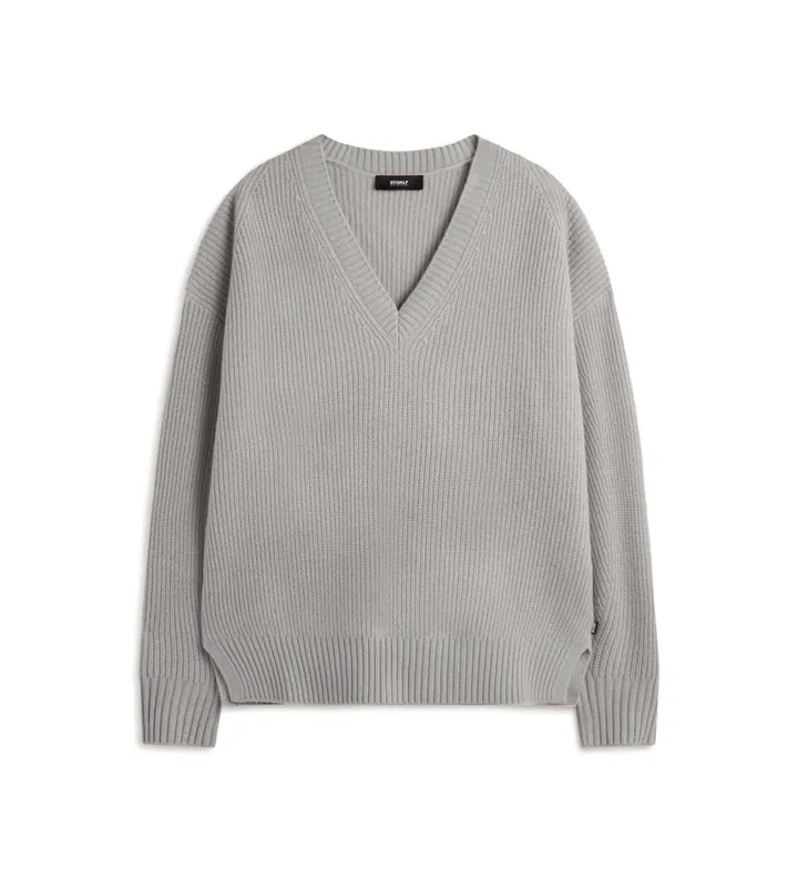 ECOALF para mujer. MCWGAKNAZALE0632W24-341 Jersey Azalea gris (L), Casual, Manga larga, Sostenible, Lana reciclada