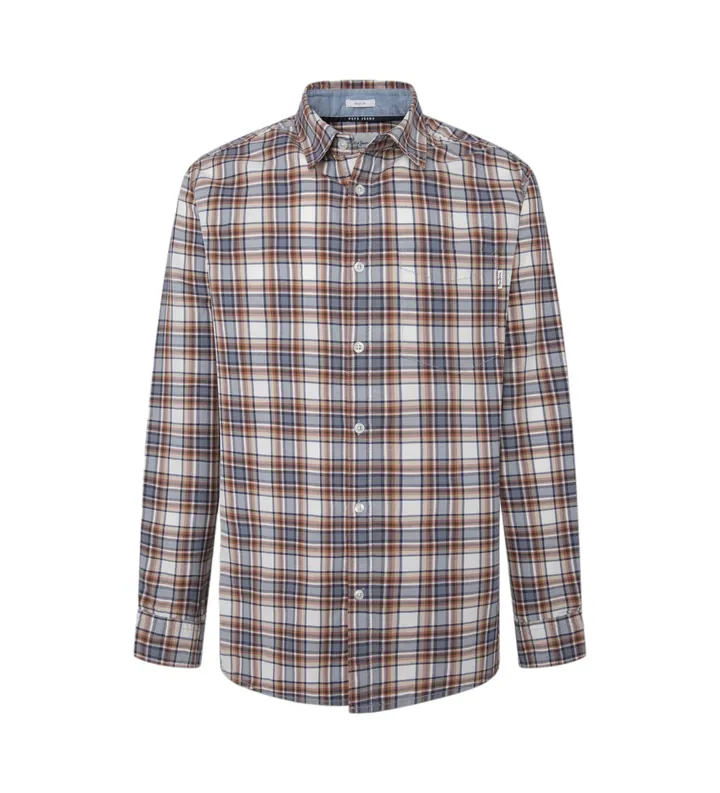 Pepe Jeans para hombre. PM308727 Camisa Macberth multicolor (L), Casual, Algodón, Manga larga