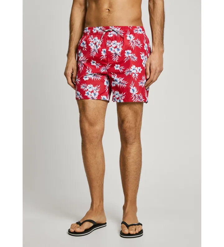 Pepe Jeans para hombre. PMB10406 Bañador Hibiscus rojo (S), Beachwear, Poliéster Reciclado, Sostenible