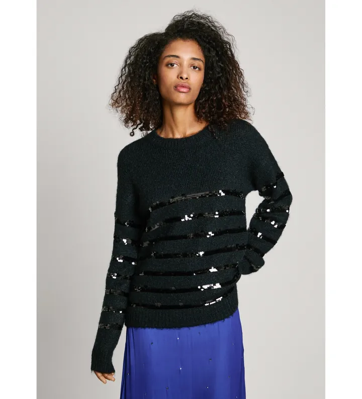 Pepe Jeans para mujer. PL702242 Jersey Nina negro (L), Casual, Poliéster