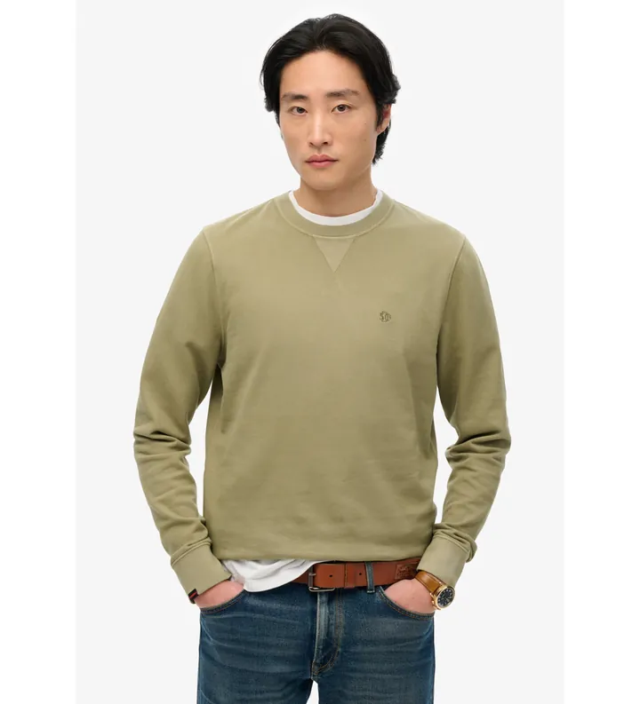 Superdry para hombre. M2014174A Sudadera clásica Essential verde (S), Casual, Algodón