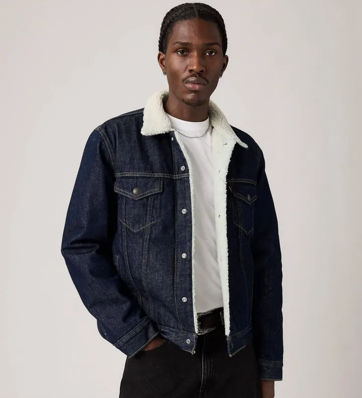 Levi's para hombre. 16365-0271 Chaqueta Type Sherpa Trucker Giv it azul (L), Casual, Algodón
