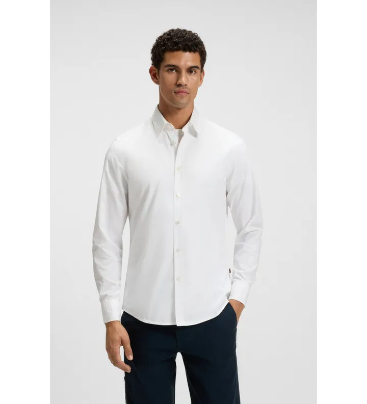 BOSS para hombre. 50518304 Camisa Relagant blanco (S), Casual, Algodón, Manga larga