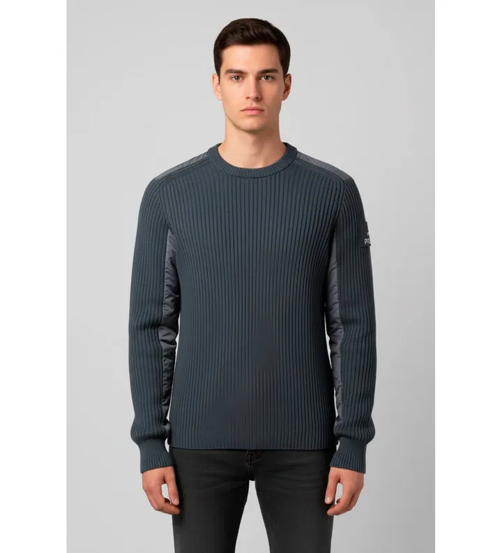 Premiata para hombre. PMG26 Jersey Ribbed gris azulado (L), Casual, Lana