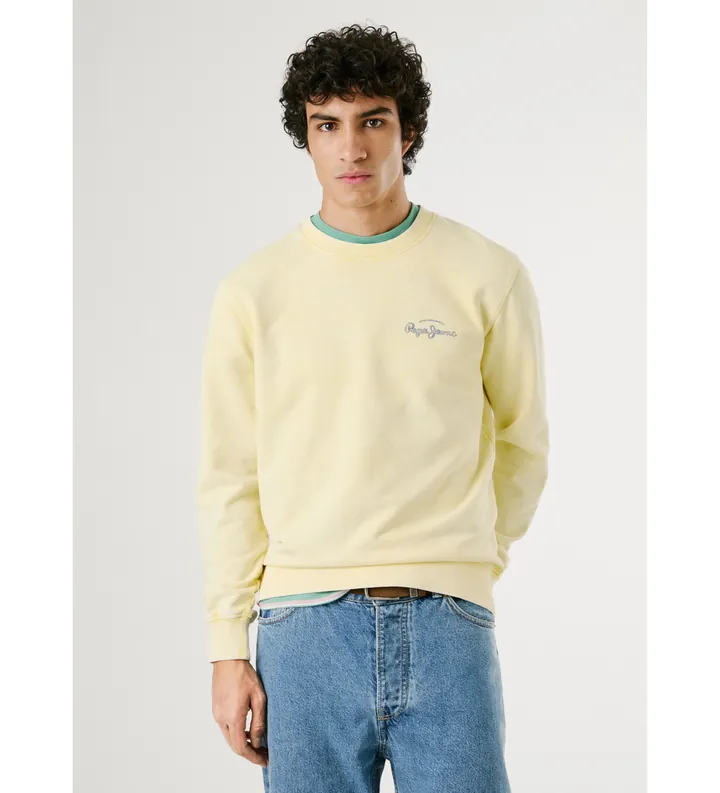 Pepe Jeans para hombre. PM582918 Sudadera Terrel amarillo (L), Casual, Algodón, Manga larga