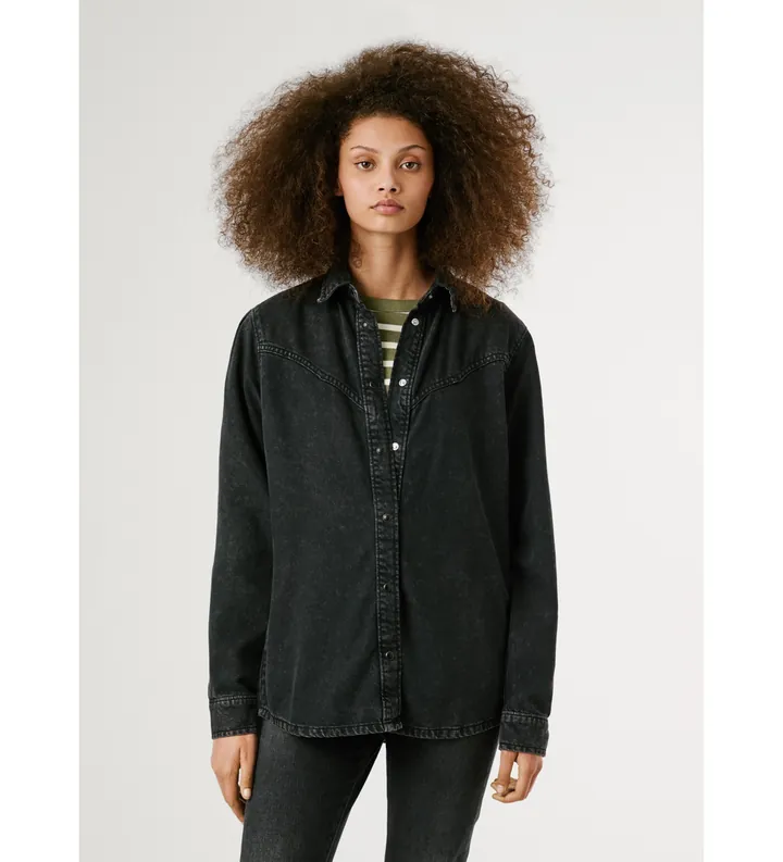 Pepe Jeans para mujer. PL3051236 Camisa Odile negro (M), Casual, Algodón, Manga larga