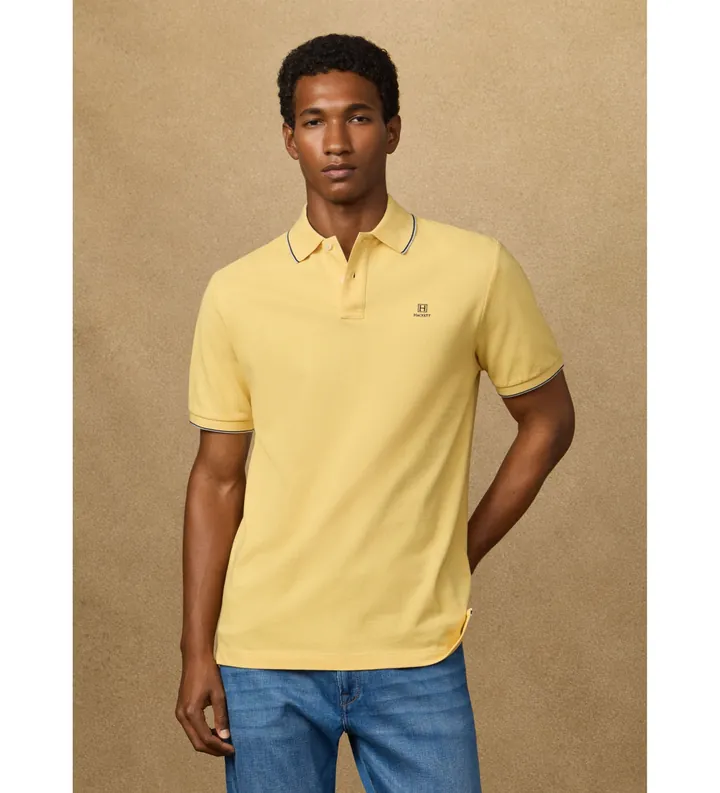 Hackett London para hombre. HM5600136 Polo Heritage Fit Clásico amarillo (L), Casual, Algodón, Manga corta