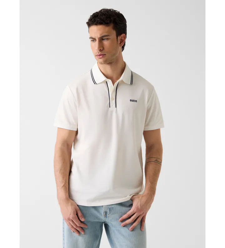 Guess para hombre. M6GP27K3179 Polo Paul Pique blanco (M), Casual, Algodón, Manga corta