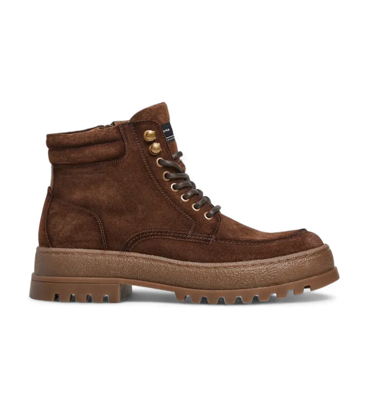 Pepe Jeans para hombre. PMS50250 Botines de Piel Lincoln Nature marrón (41), Plano, 1 a 3cm, Cremallera, Casual