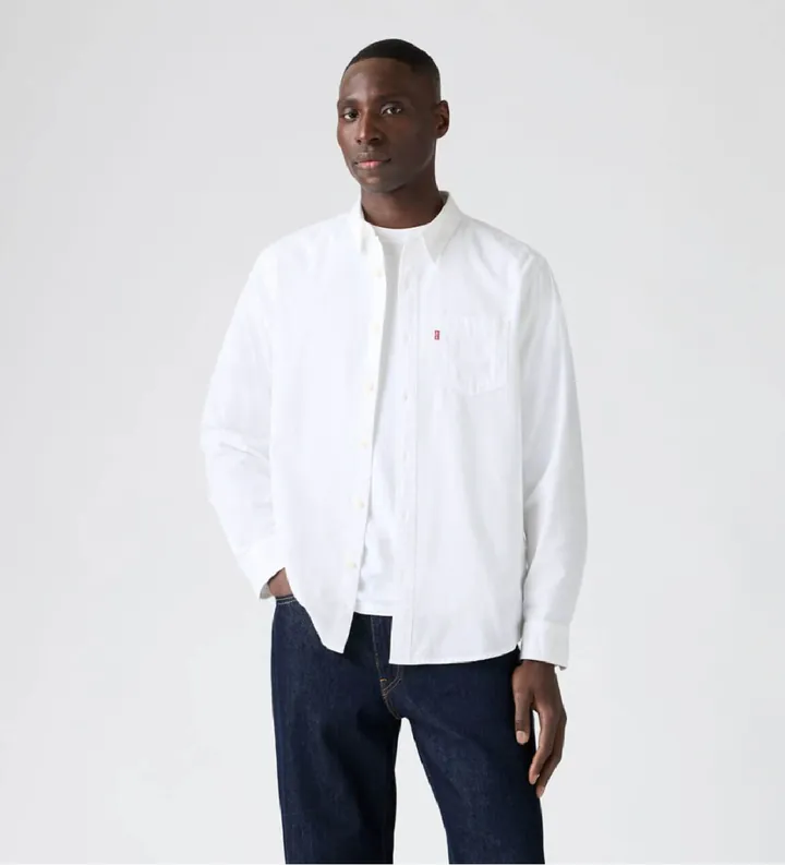 Levi's para hombre. 85746-0000 Camisa Sunset blanco (S), Casual, Algodón, Manga larga