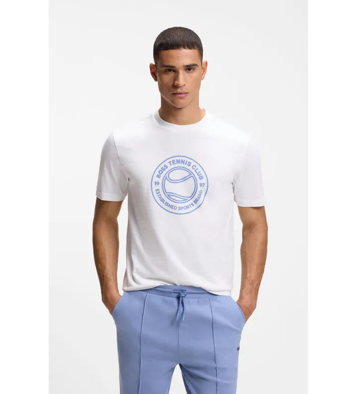 BOSS para hombre. 50553648 Camiseta Join Logo blanco (L), Casual, Algodón, Manga corta
