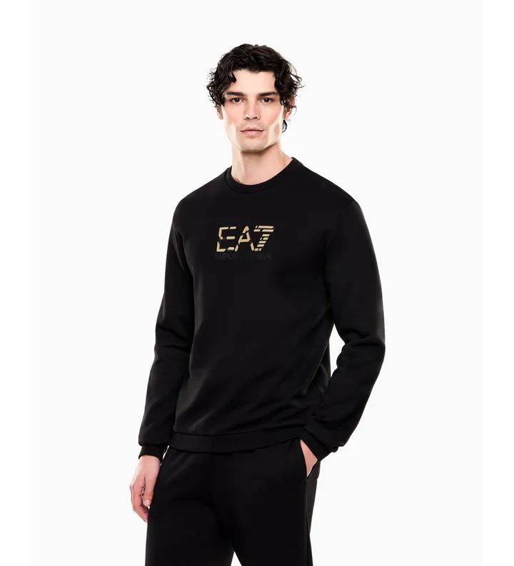 EA7 para hombre. 7M001563_AF17787 Sudadera Premium Label negro (3XL), Casual, Algodón
